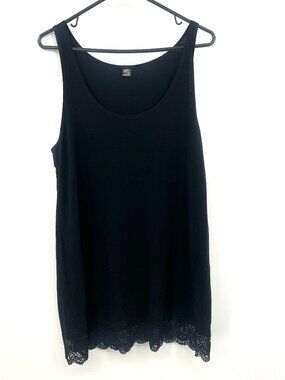Only Hearts Helena Stuart Black Lace Trim Sleeveless Top Women's Large